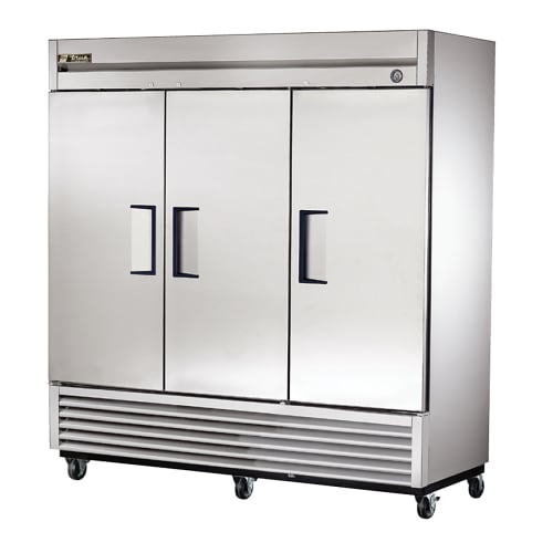 True T-Series S/S 3-Door 9-Shelf Reach-In -10°F Freezer - T-72F-HC