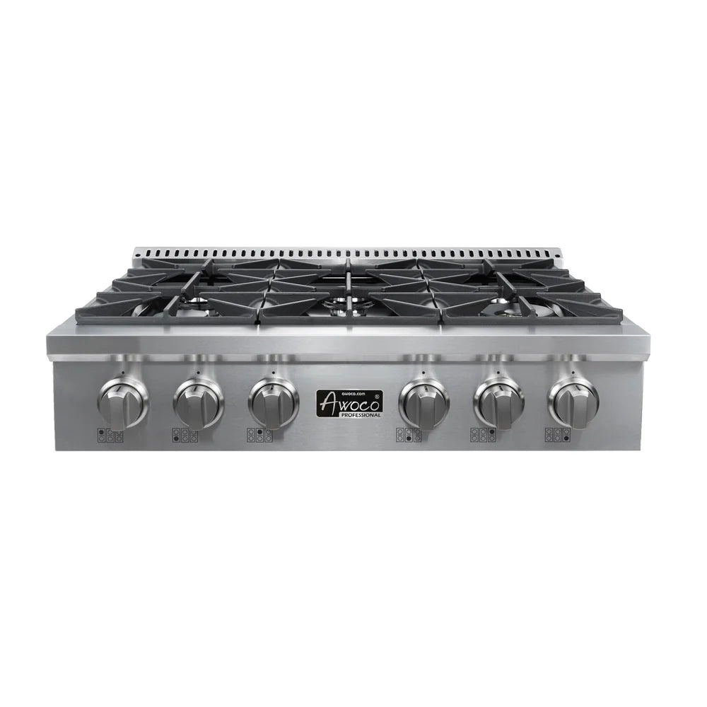 RHH-Professional 36” Stainless Steel Range Top with 6 Sealed Burners