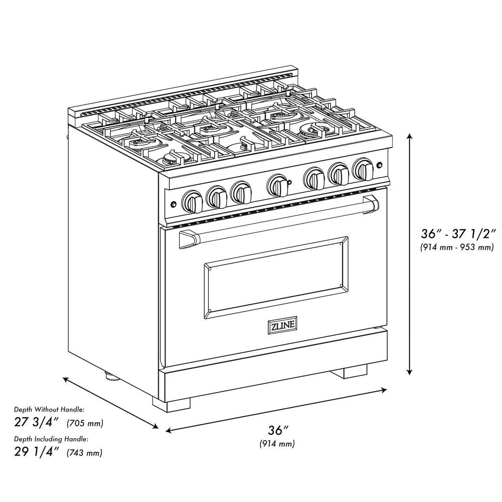 ZLINE 36 IN  Classic Dual Fuel Range with 6 Burner